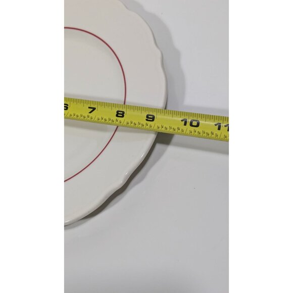 Syracuse China Dinner Plate Red Rim Scalloped Edges Vintage - Picture 6 of 8